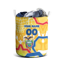 Personalized Ecuador Football Condor Mascot Laundry Basket Golden Wings of La Tri
