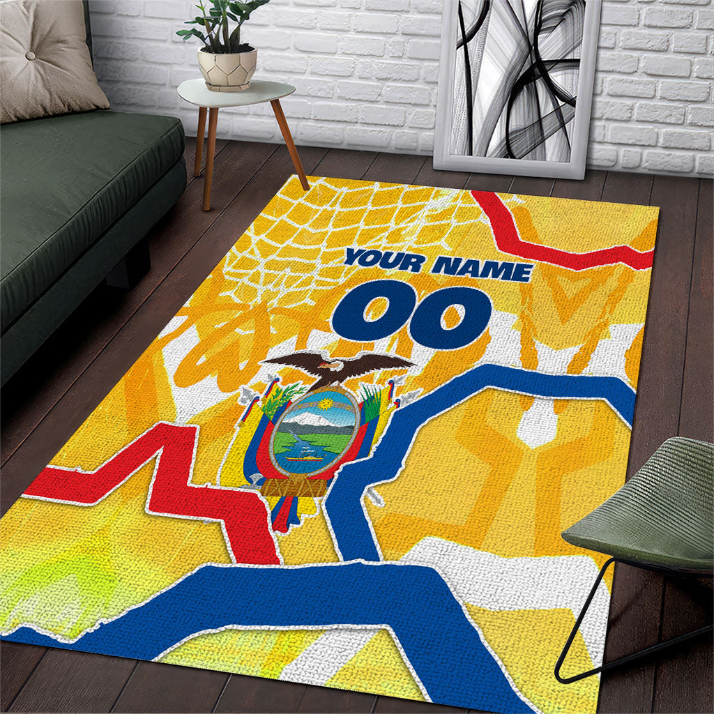 Personalized Ecuador Football Condor Mascot Area Rug Golden Wings of La Tri