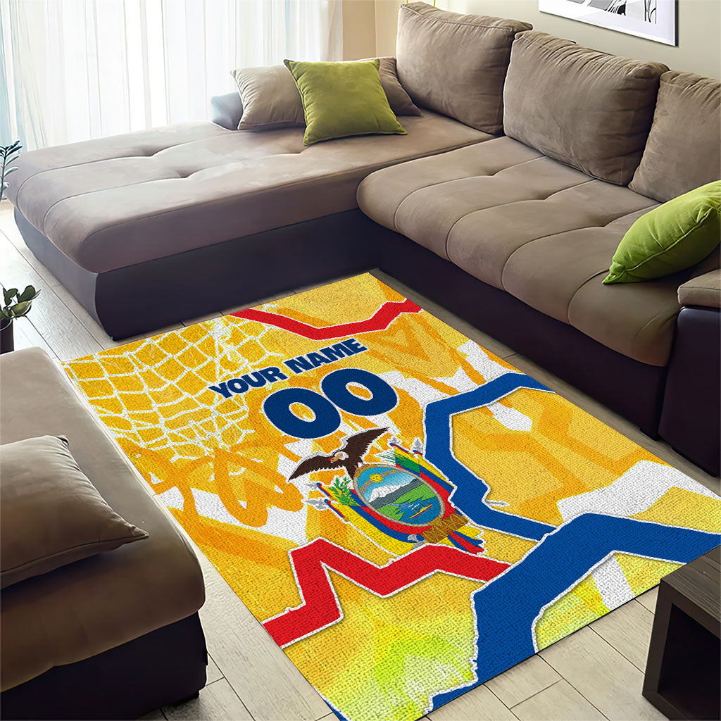 Personalized Ecuador Football Condor Mascot Area Rug Golden Wings of La Tri
