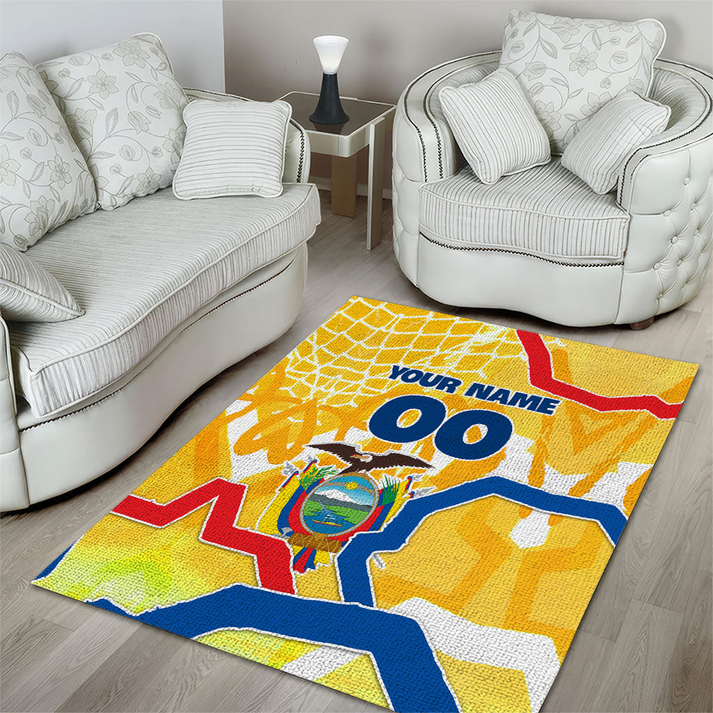 Personalized Ecuador Football Condor Mascot Area Rug Golden Wings of La Tri