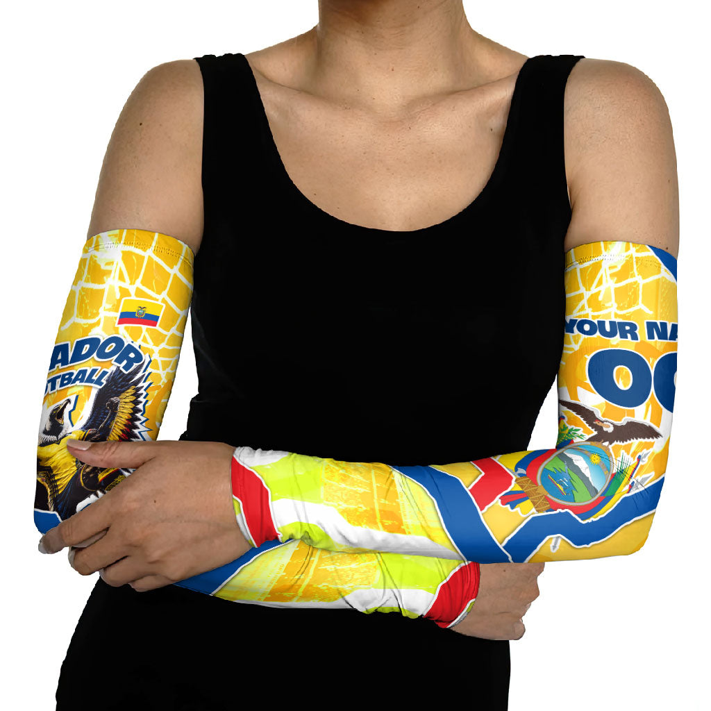 Personalized Ecuador Football Condor Mascot Arm Sleeves Golden Wings of La Tri