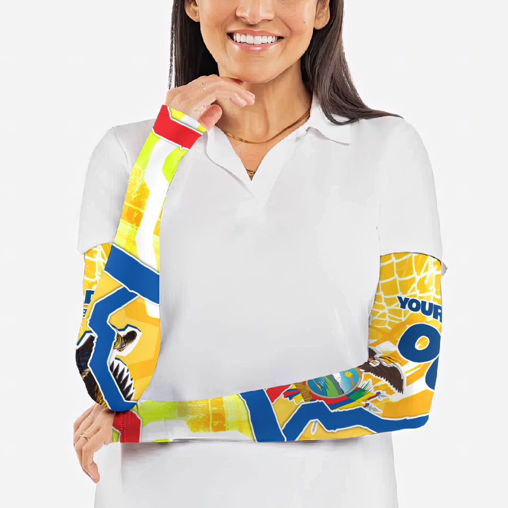 Personalized Ecuador Football Condor Mascot Arm Sleeves Golden Wings of La Tri