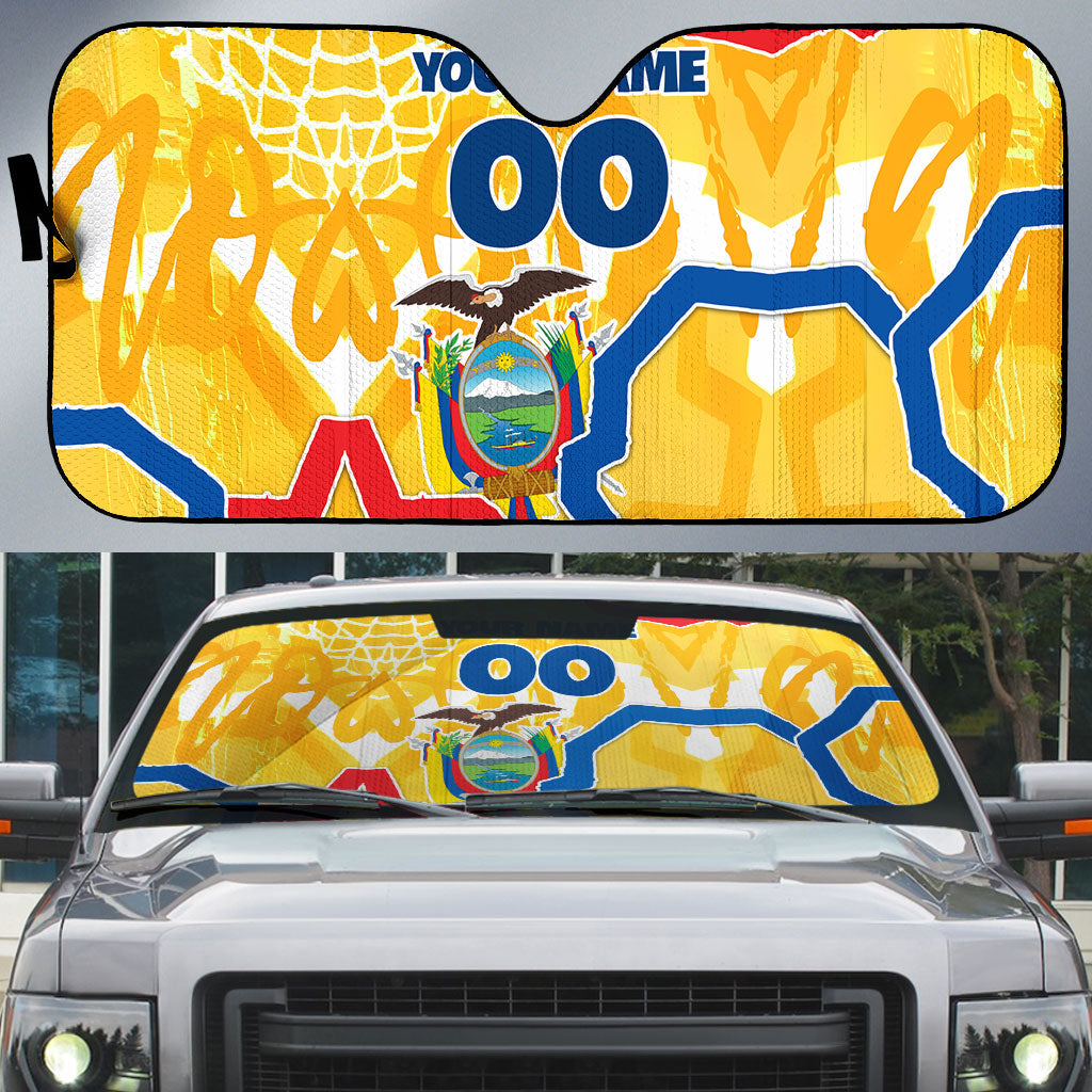 Personalized Ecuador Football Condor Mascot Auto Sun Shade Golden Wings of La Tri