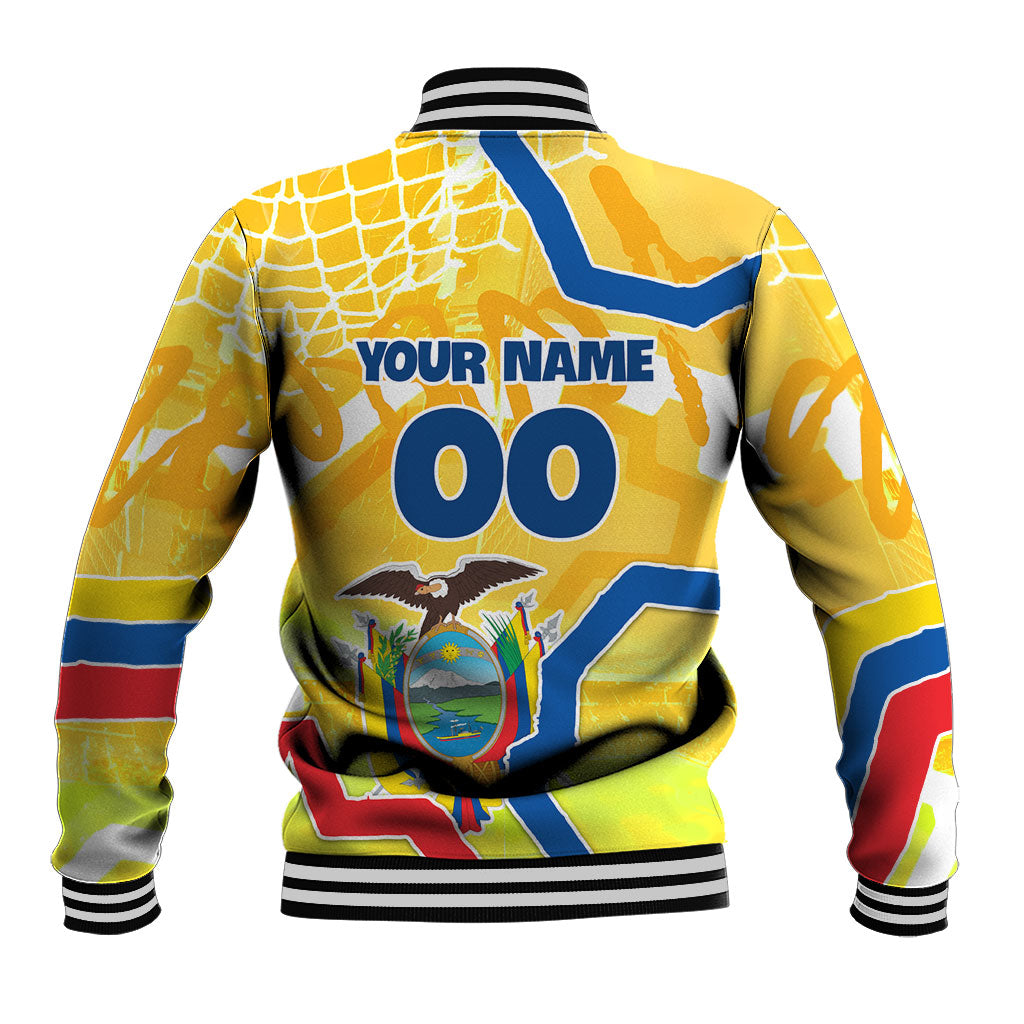 Personalized Ecuador Football Condor Mascot Baseball Jacket Golden Wings of La Tri
