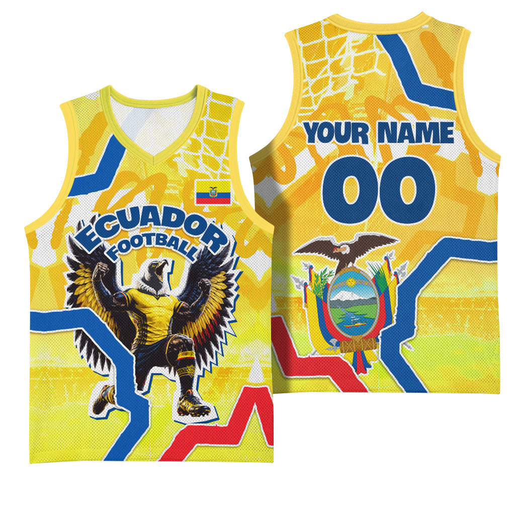 Personalized Ecuador Football Condor Mascot Basketball Jersey Golden Wings of La Tri