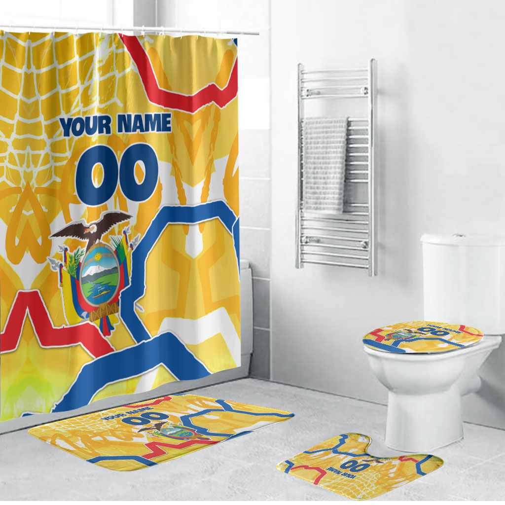 Personalized Ecuador Football Condor Mascot Bathroom Set Golden Wings of La Tri
