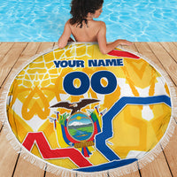 Personalized Ecuador Football Condor Mascot Beach Blanket Golden Wings of La Tri