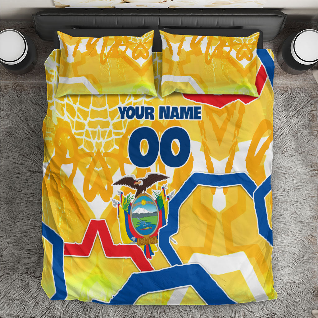 Personalized Ecuador Football Condor Mascot Bedding Set Golden Wings of La Tri