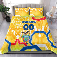 Personalized Ecuador Football Condor Mascot Bedding Set Golden Wings of La Tri
