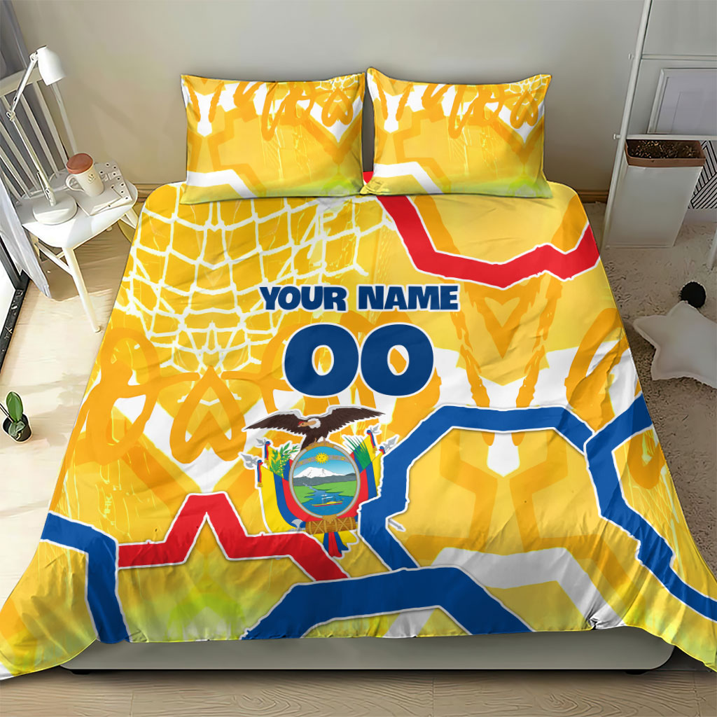 Personalized Ecuador Football Condor Mascot Bedding Set Golden Wings of La Tri
