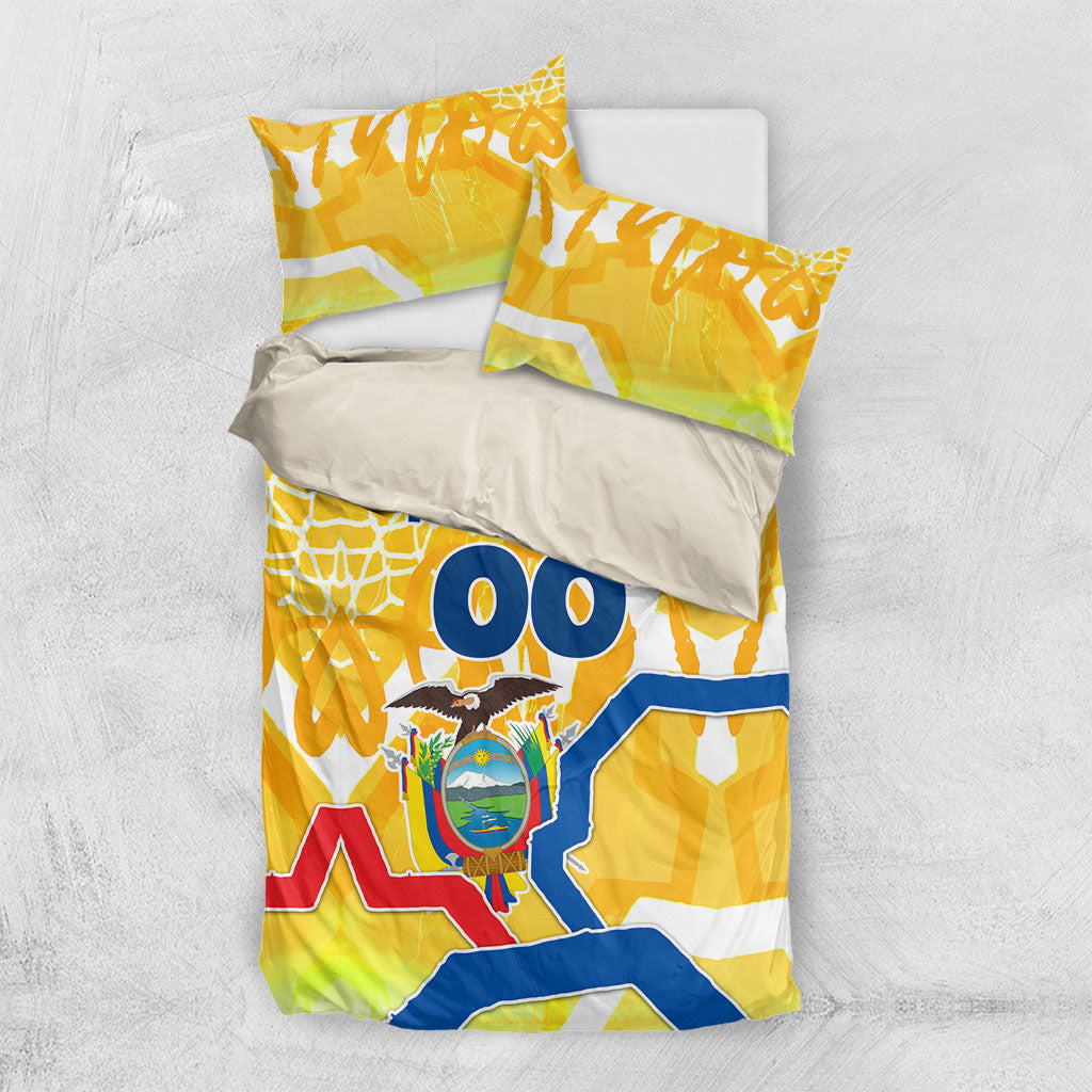 Personalized Ecuador Football Condor Mascot Bedding Set Golden Wings of La Tri