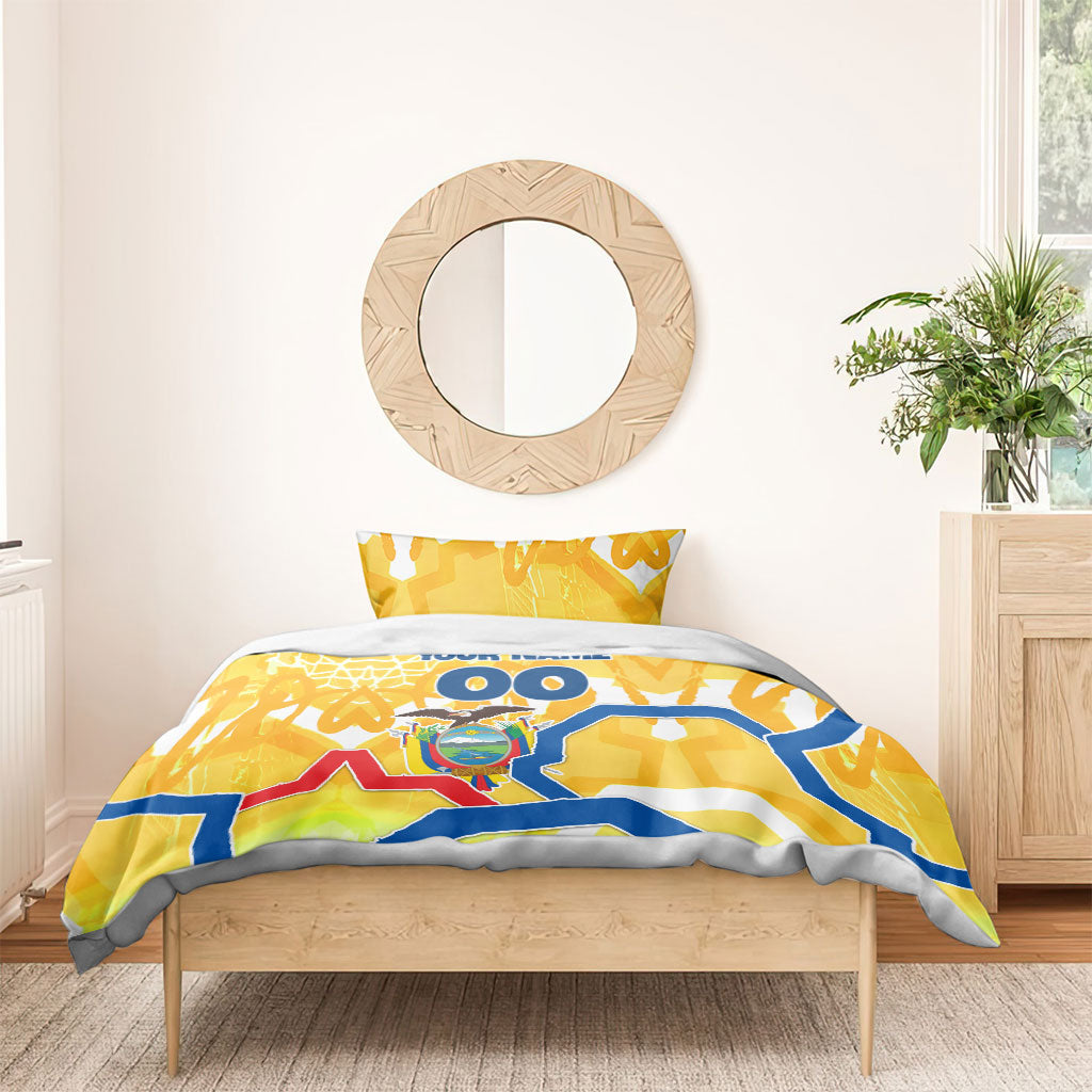 Personalized Ecuador Football Condor Mascot Bedding Set Golden Wings of La Tri