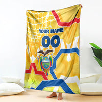 Personalized Ecuador Football Condor Mascot Blanket Golden Wings of La Tri