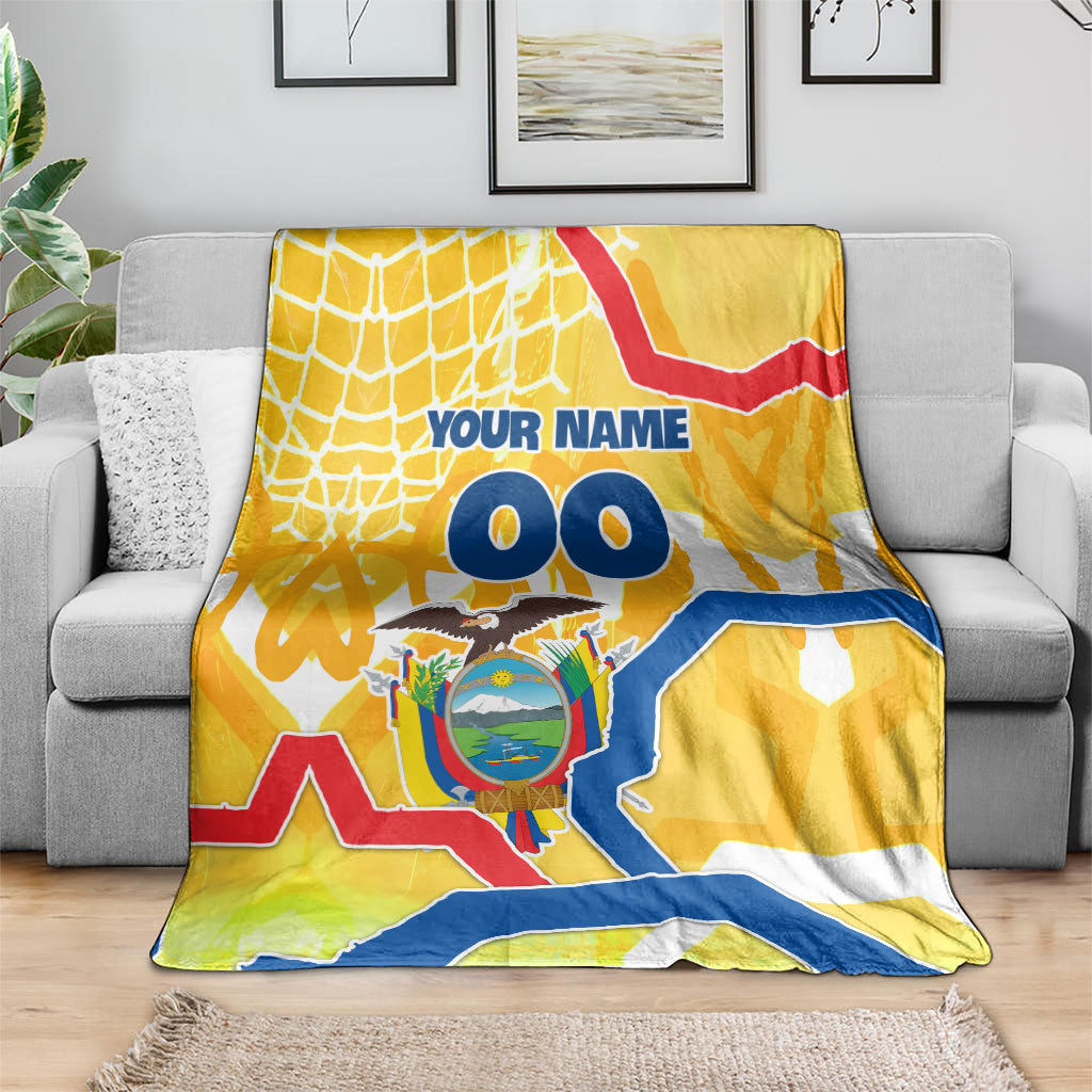 Personalized Ecuador Football Condor Mascot Blanket Golden Wings of La Tri