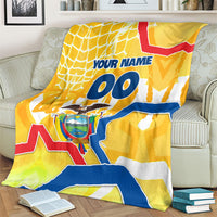 Personalized Ecuador Football Condor Mascot Blanket Golden Wings of La Tri