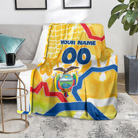 Personalized Ecuador Football Condor Mascot Blanket Golden Wings of La Tri