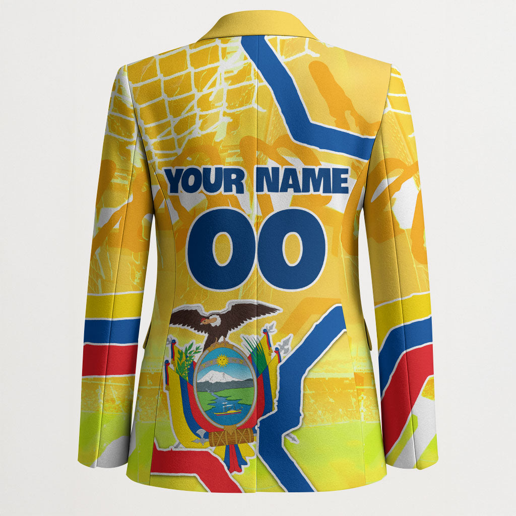 Personalized Ecuador Football Condor Mascot Blazer Golden Wings of La Tri