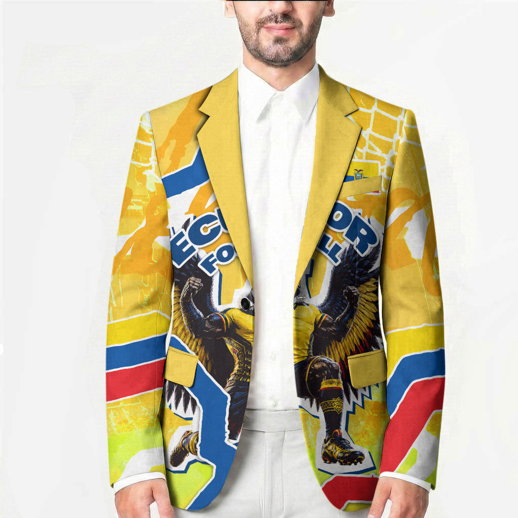 Personalized Ecuador Football Condor Mascot Blazer Golden Wings of La Tri