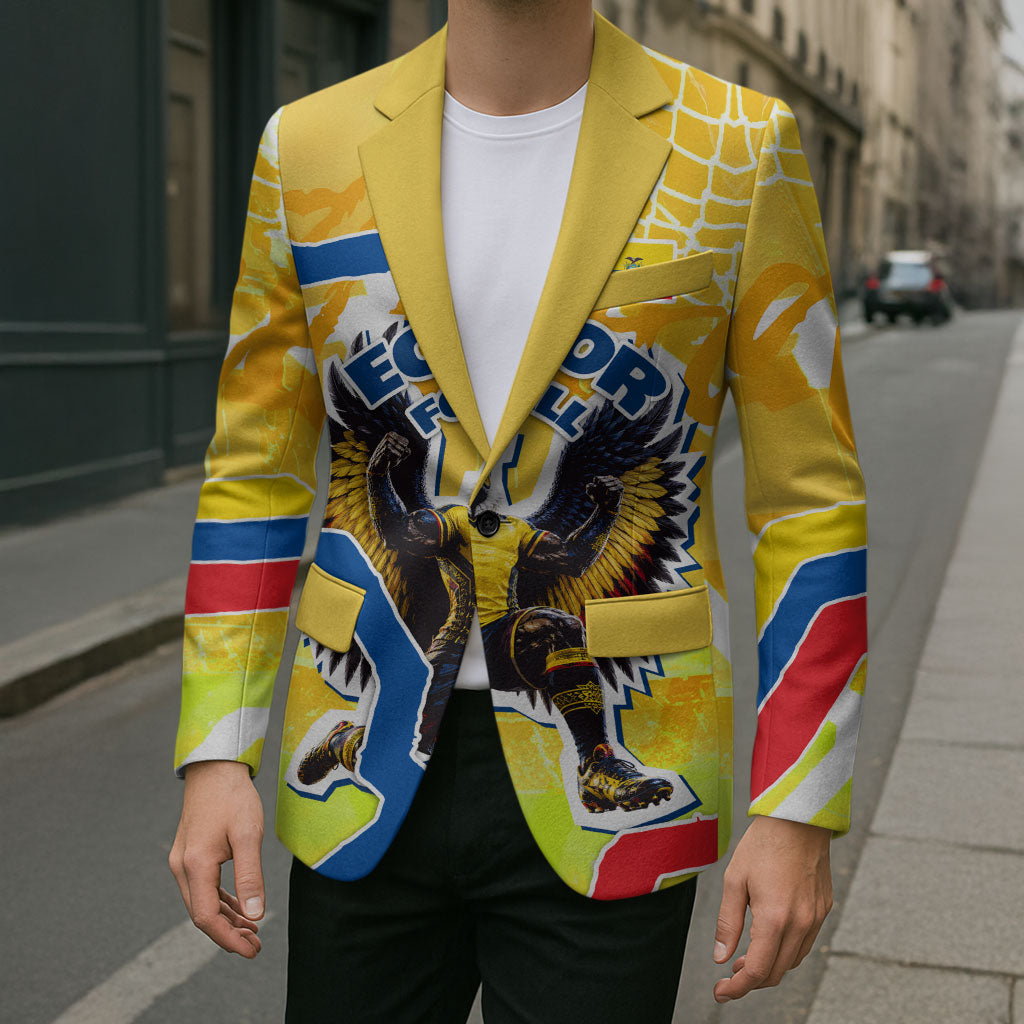 Personalized Ecuador Football Condor Mascot Blazer Golden Wings of La Tri