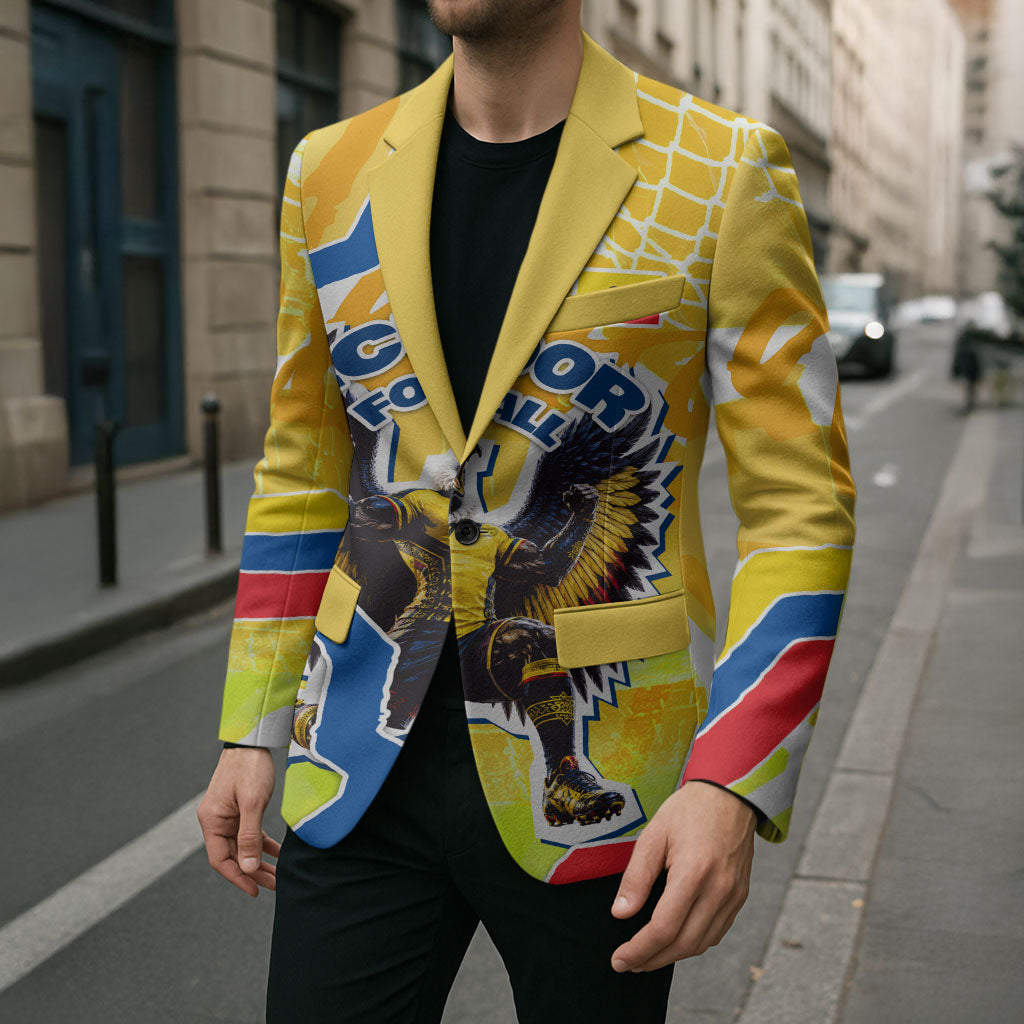 Personalized Ecuador Football Condor Mascot Blazer Golden Wings of La Tri