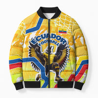 Personalized Ecuador Football Condor Mascot Bomber Puffer Jacket Golden Wings of La Tri