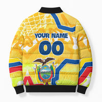 Personalized Ecuador Football Condor Mascot Bomber Puffer Jacket Golden Wings of La Tri