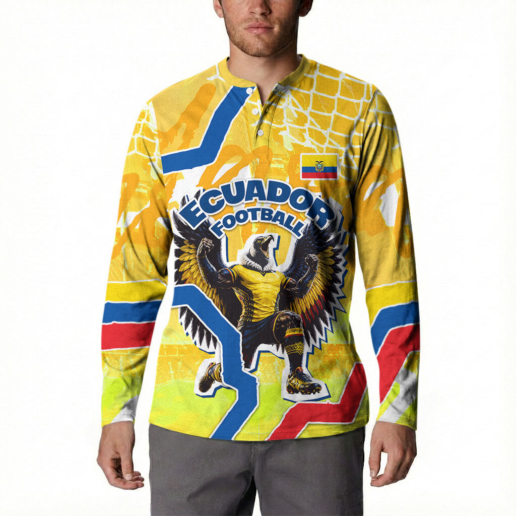 Personalized Ecuador Football Condor Mascot Button Sweatshirt Golden Wings of La Tri