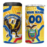 Personalized Ecuador Football Condor Mascot 4 in 1 Can Cooler Tumbler Golden Wings of La Tri
