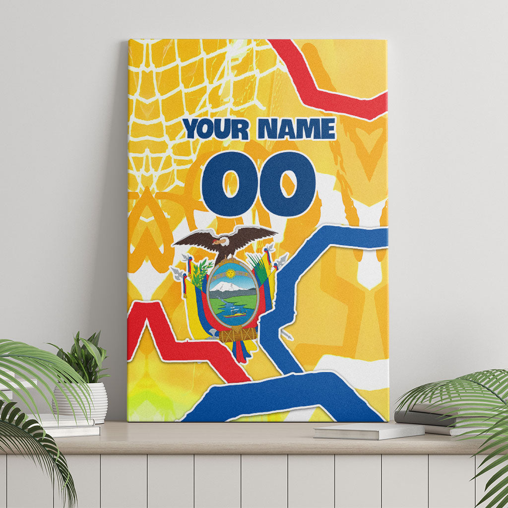 Personalized Ecuador Football Condor Mascot Canvas Wall Art Golden Wings of La Tri