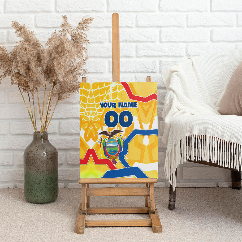 Personalized Ecuador Football Condor Mascot Canvas Wall Art Golden Wings of La Tri