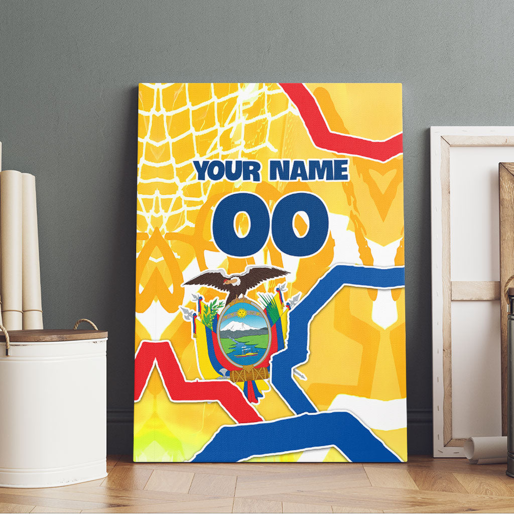 Personalized Ecuador Football Condor Mascot Canvas Wall Art Golden Wings of La Tri