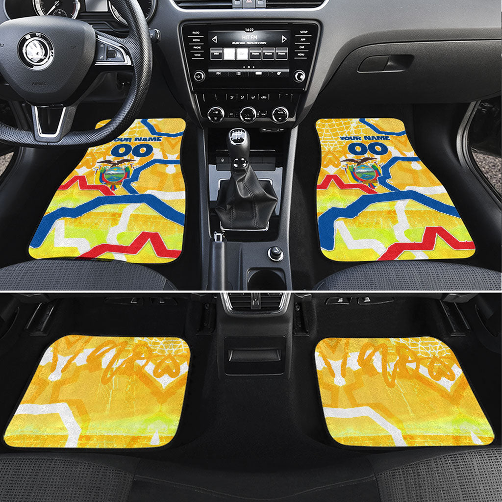 Personalized Ecuador Football Condor Mascot Car Mats Golden Wings of La Tri