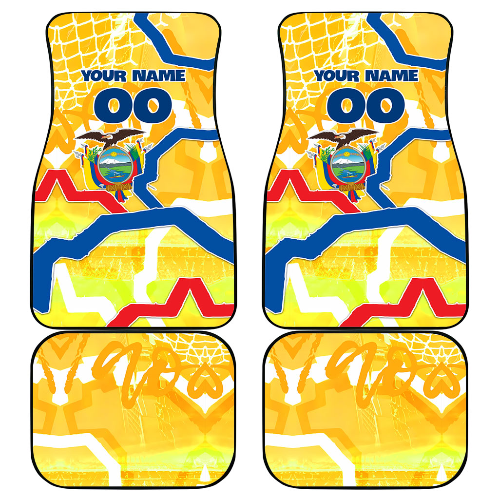 Personalized Ecuador Football Condor Mascot Car Mats Golden Wings of La Tri