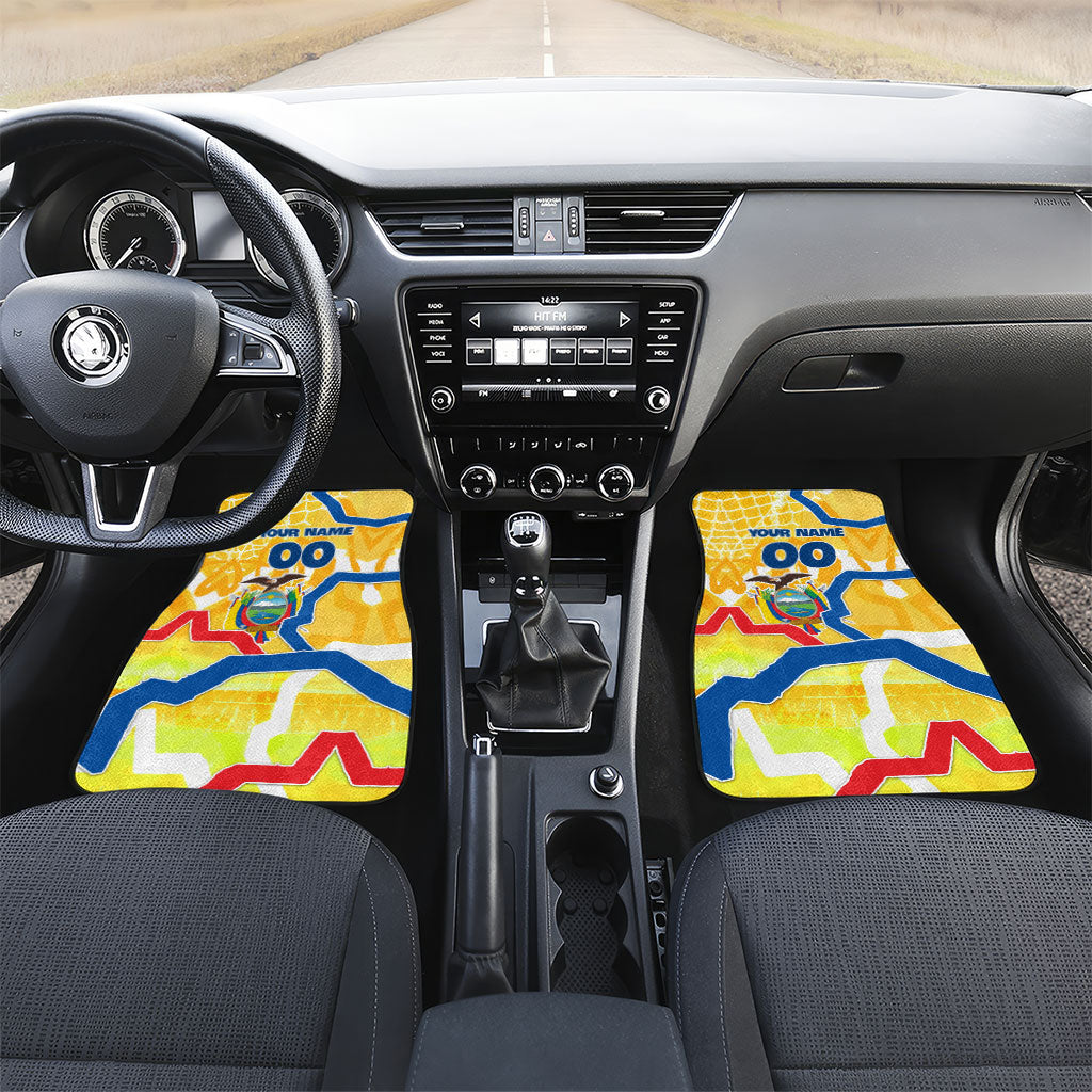 Personalized Ecuador Football Condor Mascot Car Mats Golden Wings of La Tri