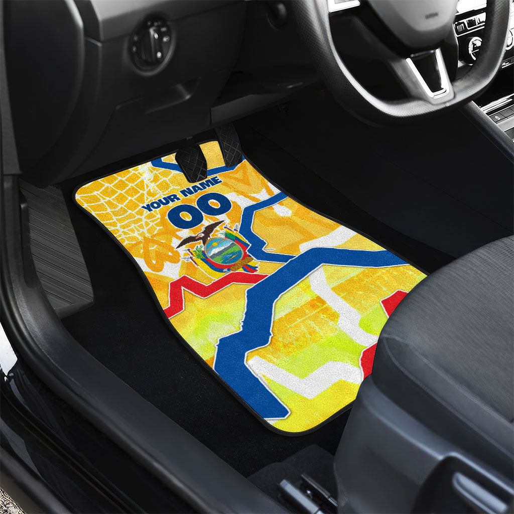 Personalized Ecuador Football Condor Mascot Car Mats Golden Wings of La Tri