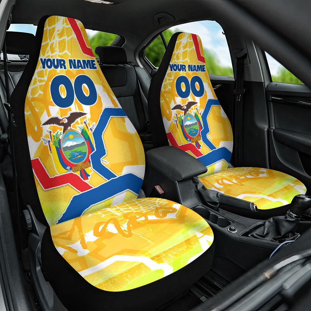 Personalized Ecuador Football Condor Mascot Car Seat Cover Golden Wings of La Tri
