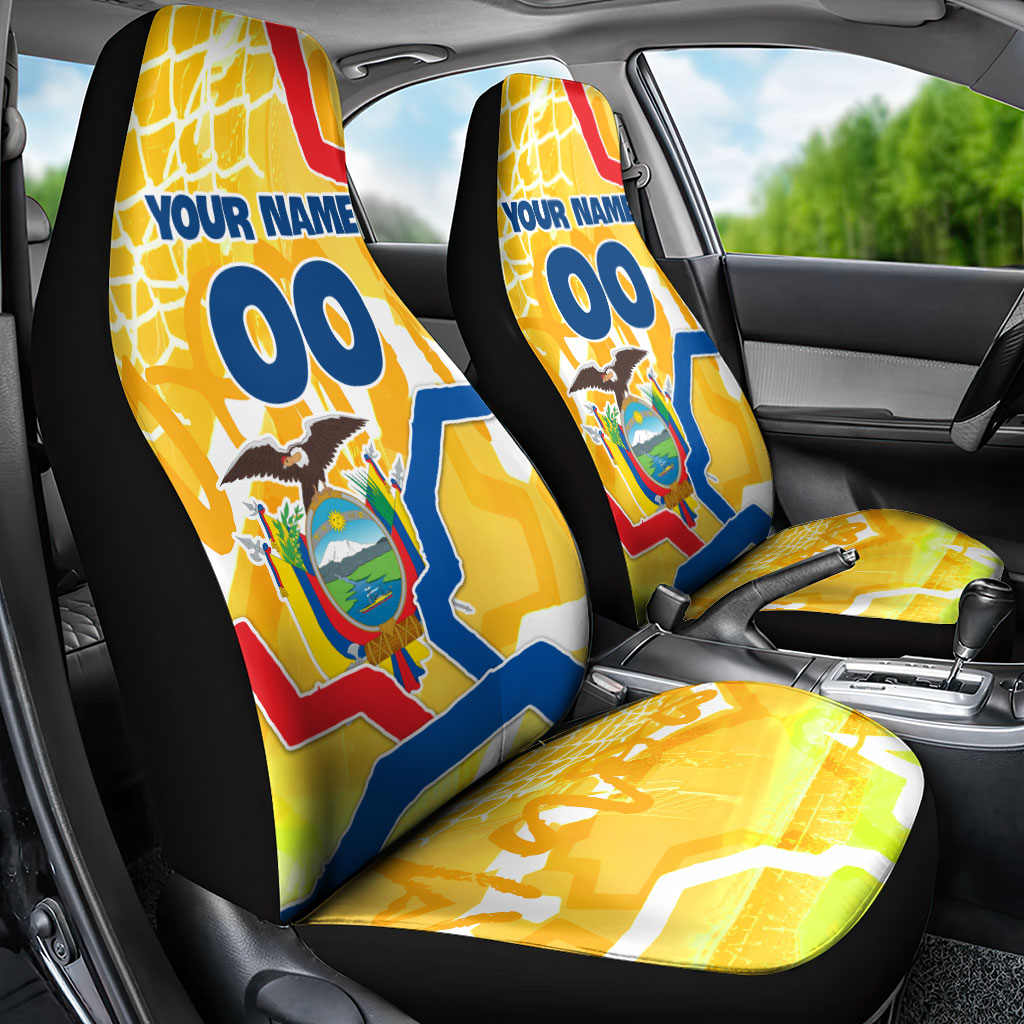 Personalized Ecuador Football Condor Mascot Car Seat Cover Golden Wings of La Tri
