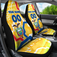 Personalized Ecuador Football Condor Mascot Car Seat Cover Golden Wings of La Tri