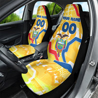 Personalized Ecuador Football Condor Mascot Car Seat Cover Golden Wings of La Tri