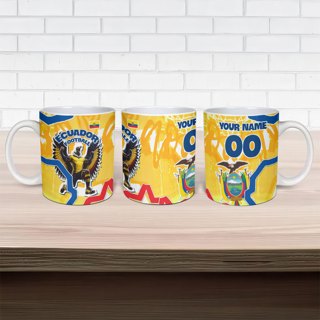 Personalized Ecuador Football Condor Mascot Ceramic Mug Golden Wings of La Tri