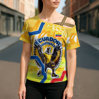 Personalized Ecuador Football Condor Mascot Cross Shoulder Shirt Golden Wings of La Tri