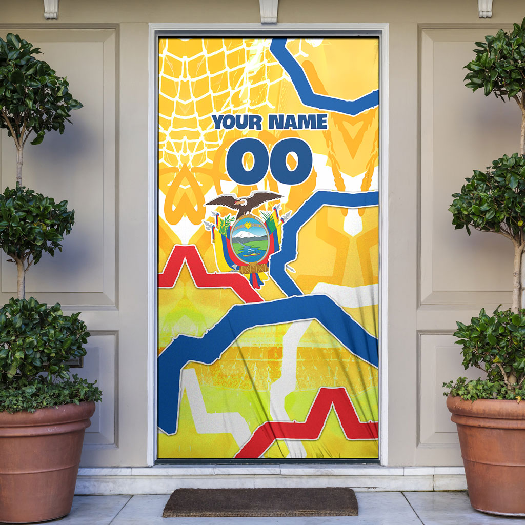 Personalized Ecuador Football Condor Mascot Door Cover Golden Wings of La Tri