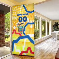 Personalized Ecuador Football Condor Mascot Door Cover Golden Wings of La Tri