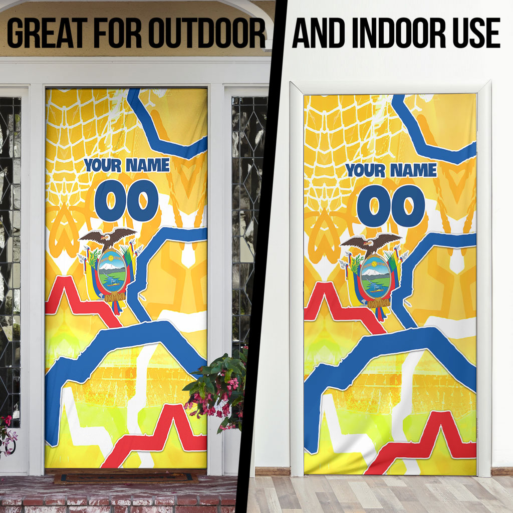 Personalized Ecuador Football Condor Mascot Door Cover Golden Wings of La Tri
