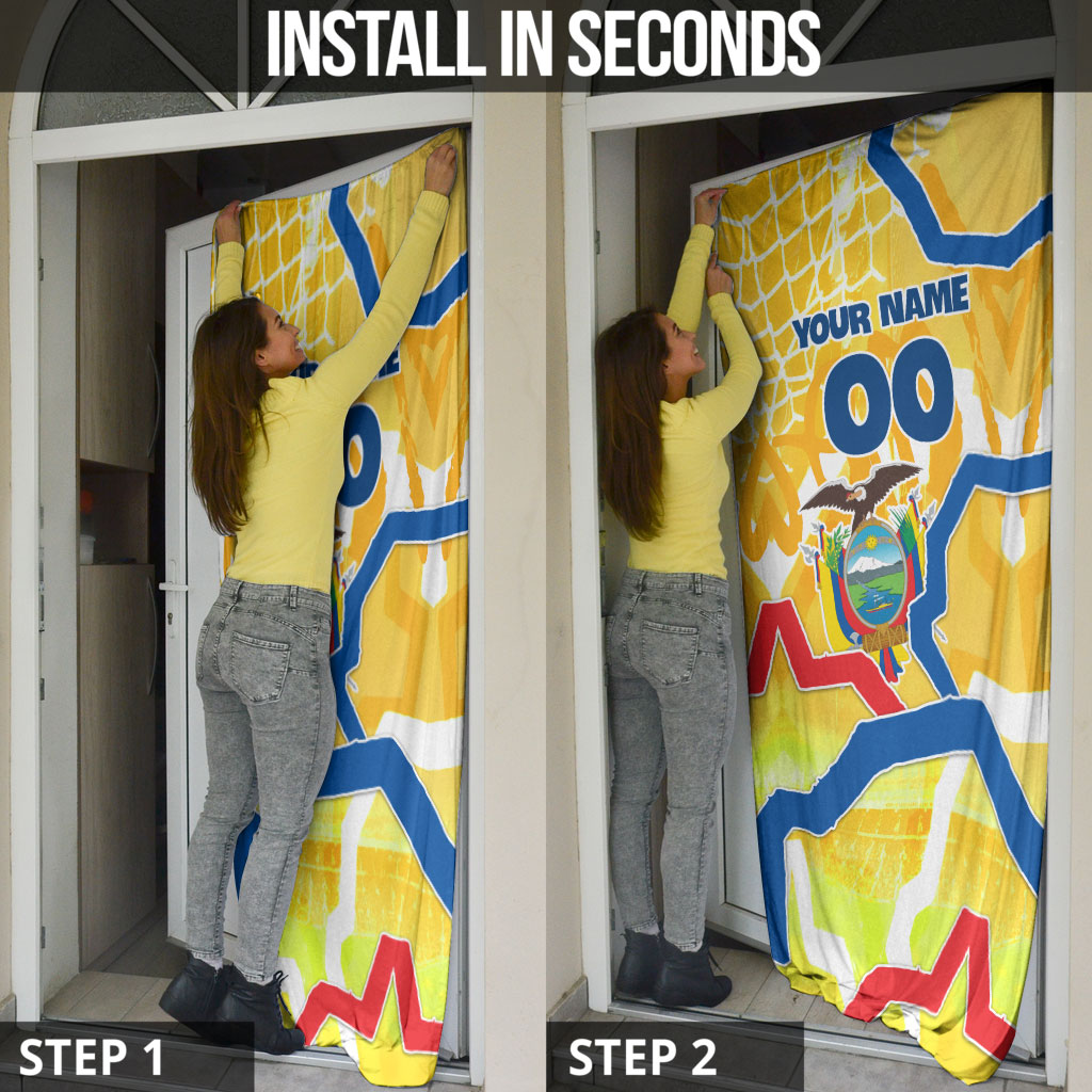 Personalized Ecuador Football Condor Mascot Door Cover Golden Wings of La Tri