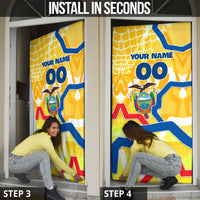 Personalized Ecuador Football Condor Mascot Door Cover Golden Wings of La Tri