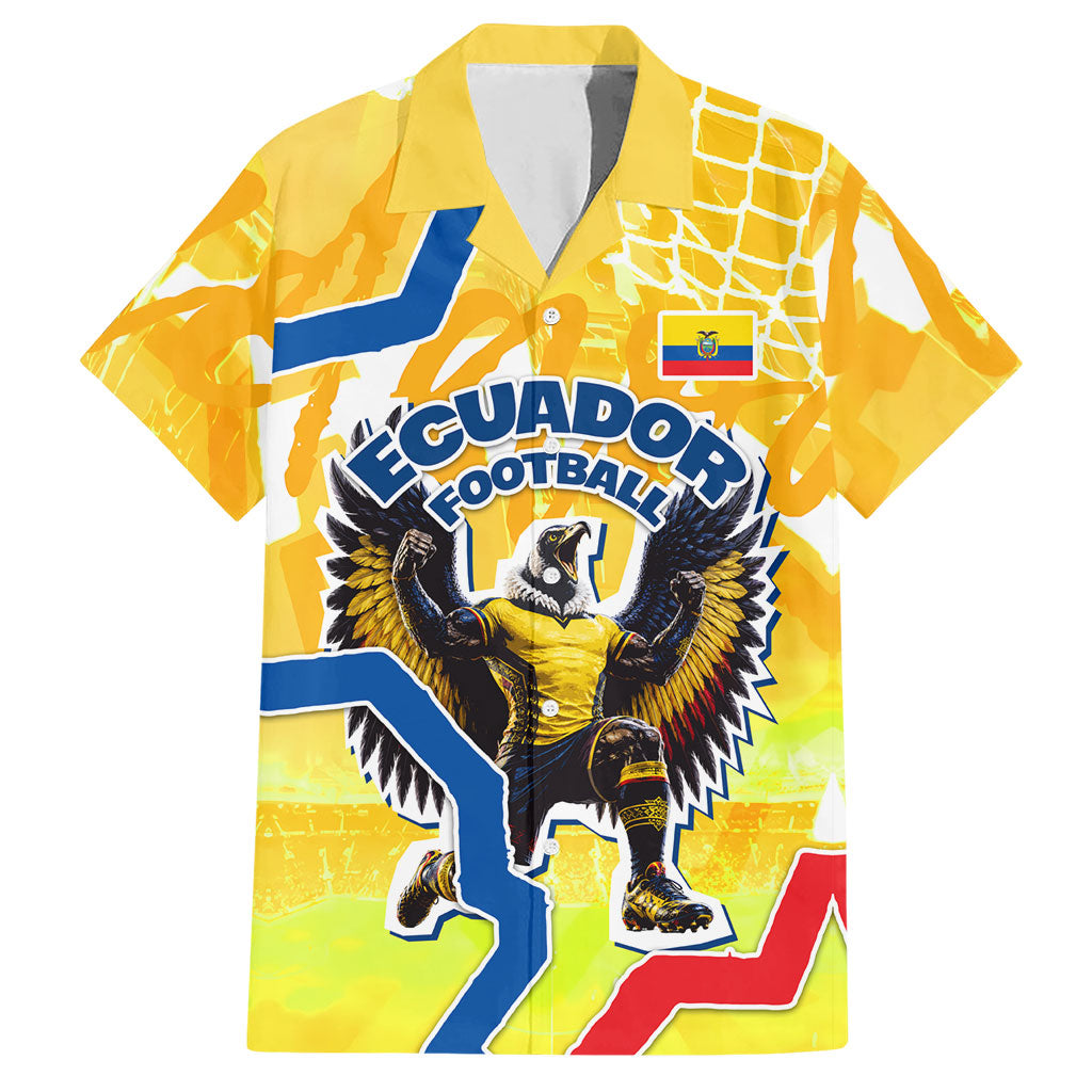 Personalized Ecuador Football Condor Mascot Hawaiian Shirt Golden Wings of La Tri
