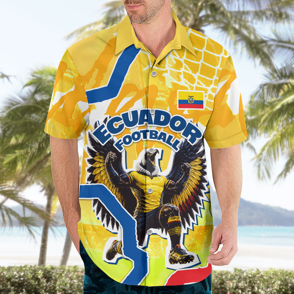 Personalized Ecuador Football Condor Mascot Hawaiian Shirt Golden Wings of La Tri