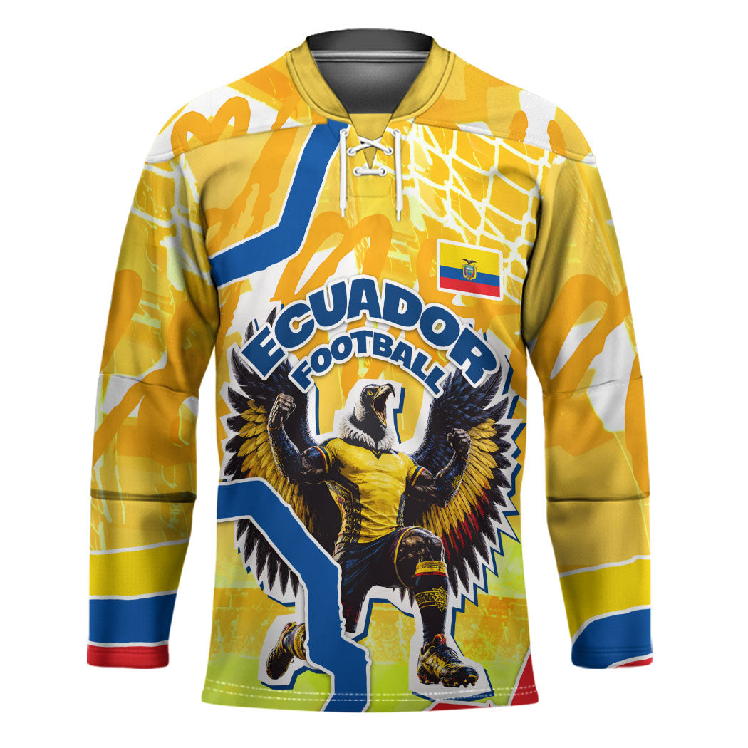 Personalized Ecuador Football Condor Mascot Hockey Jersey Golden Wings of La Tri
