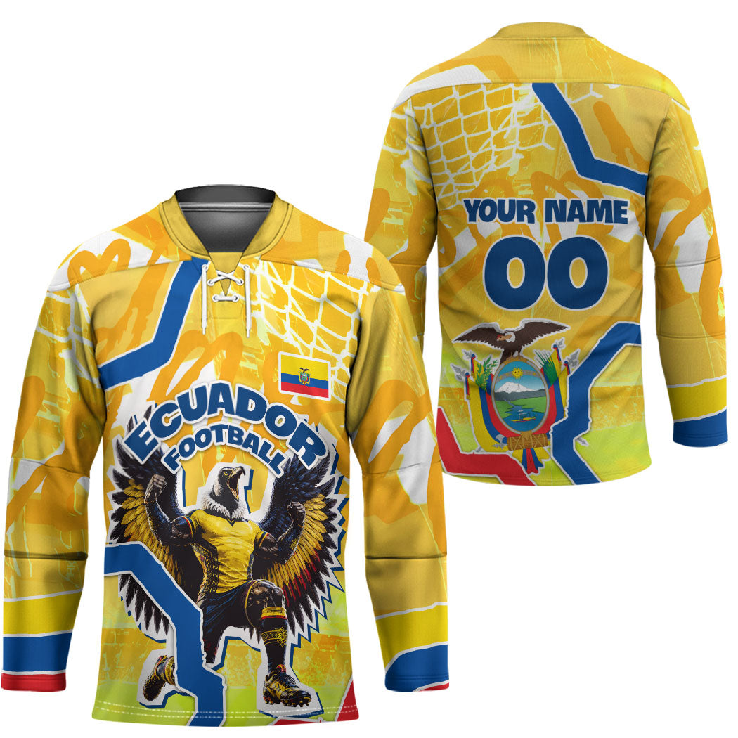 Personalized Ecuador Football Condor Mascot Hockey Jersey Golden Wings of La Tri
